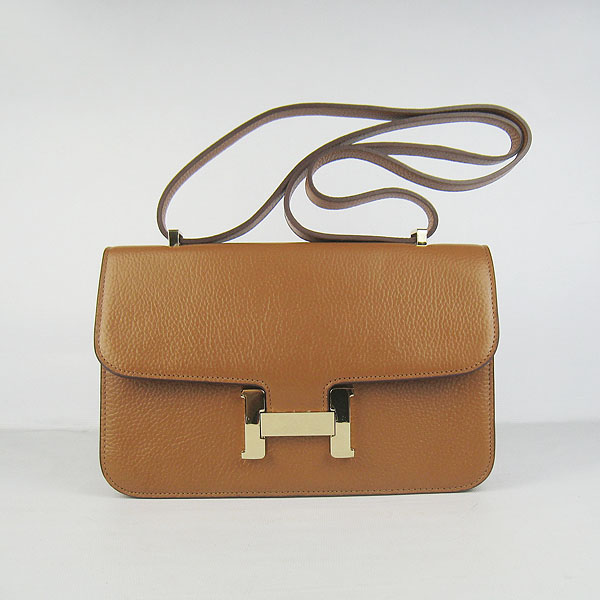 7A Hermes Constance Togo Leather Single Bag Light Coffee Gold Hardware H020